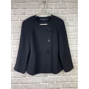 AK Anne Klein Women's Black Tweed Blazer Jacket Size 4 Business Classic
